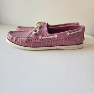 Sperry women's pink stripe snake print boats shoes size 10